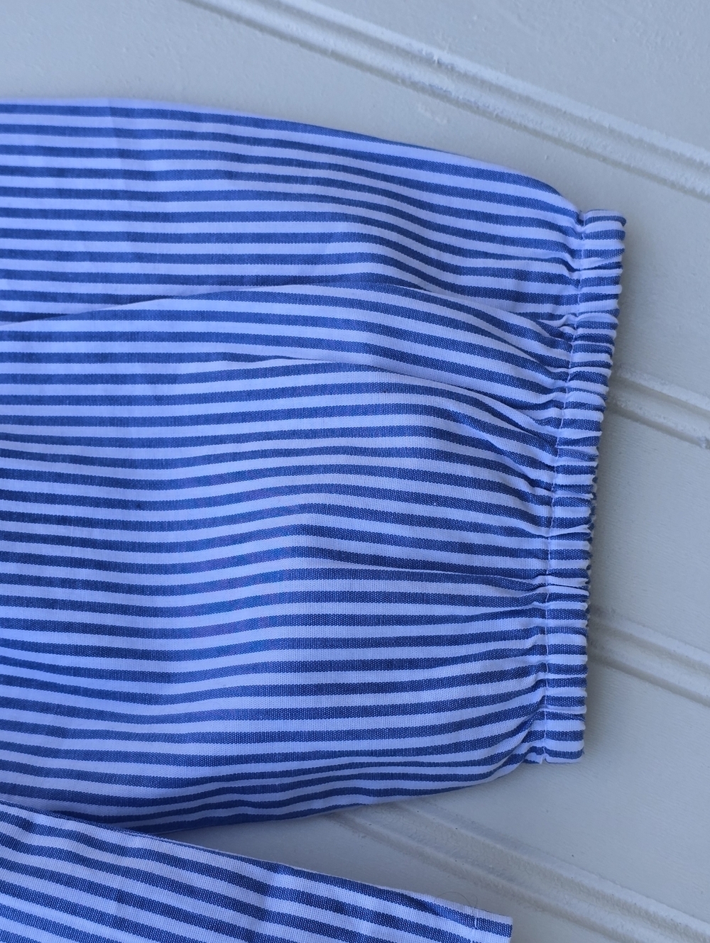 J. Crew Blue & White Striped Ruffle Shoulder Long Sleeve Blouse - Size M - Picture 7 of 12
